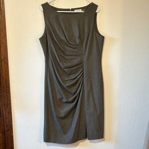 Calvin Klein Charcoal Draped Midi Sheath Dress